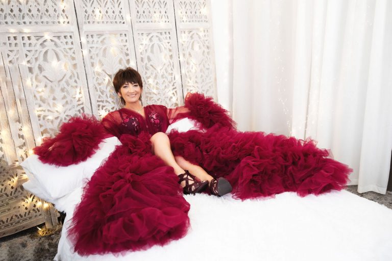burgundy designer boudoir robe