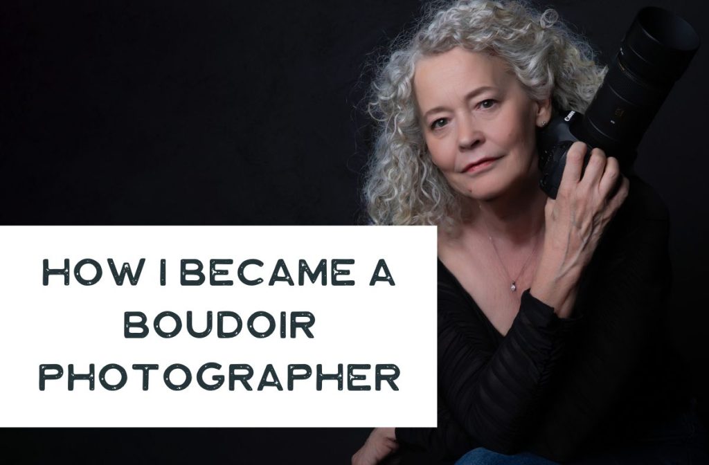 a female boudoir photographer  holding a camera